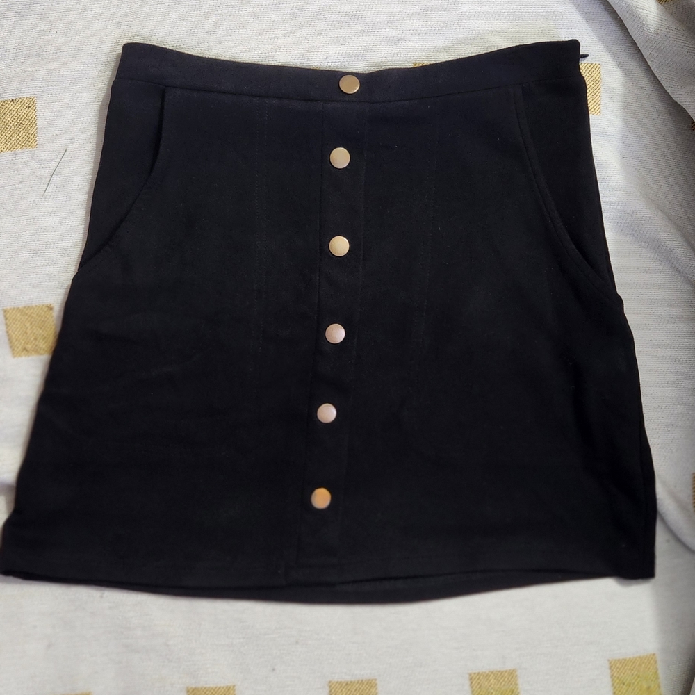 Black Button-Front‎ Skirt